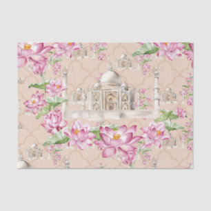 Watercolor Indian Lotus Flower Taj Mahal Tissue Paper