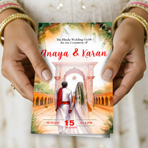 Watercolor Indian Wedding Program Hindu Ceremony