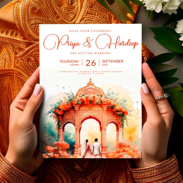Watercolor Indian Wedding Template, Mandap Sikh  Invitation (Watercolor Indian Wedding Template, Mandap Sikh Invitation)