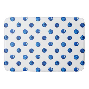 Watercolor indigo blue polka dots pattern bath mat