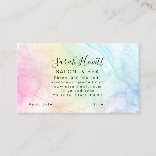 watercolor ink salon and spa business card (Front)