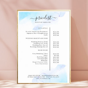 Watercolor Ink Salon Price List Poster