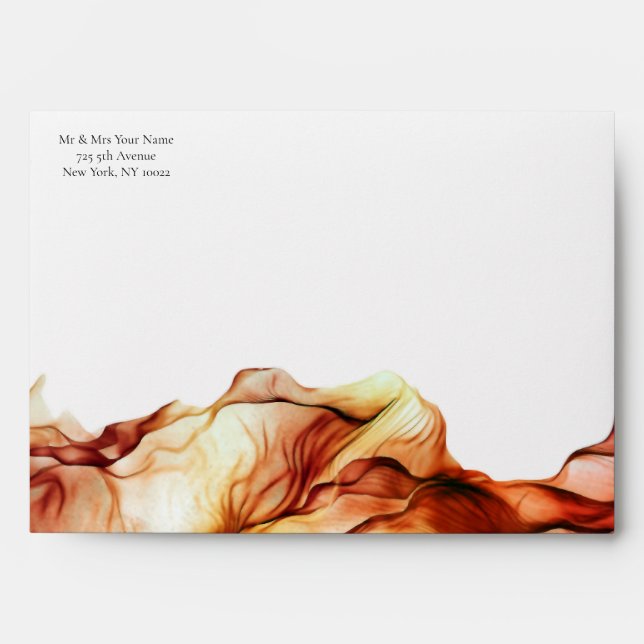 Watercolor Ink Waves Autumn Colours Envelope (Front)