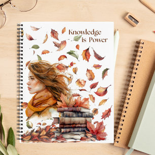 Watercolor Inspirational Knowledge is Power Notebook
