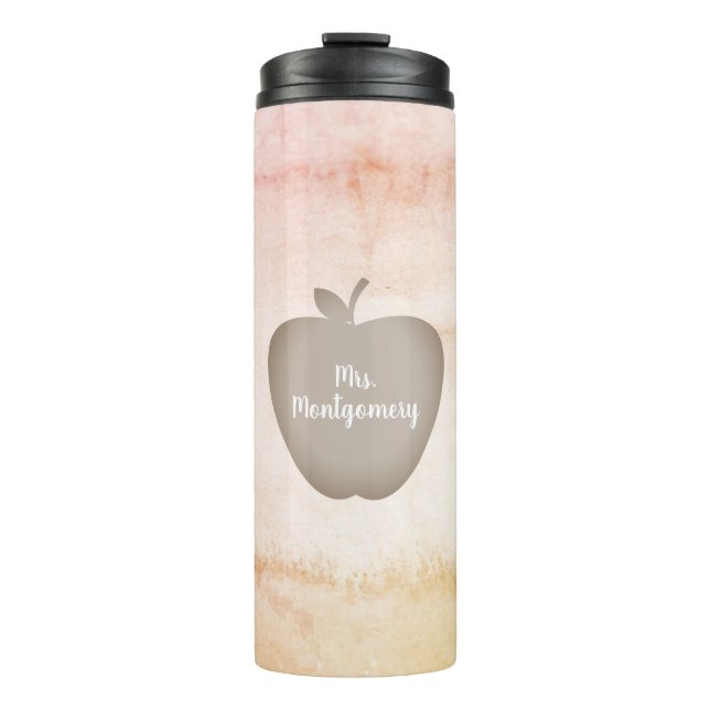 Watercolor Inspired Apple Teacher Thermal Tumbler (Front)