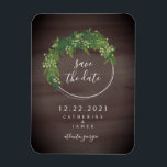 Watercolor Inspired Botanical Save The Date Magnet<br><div class="desc">A wedding save the date magnet featuring a botanical design with a dark grey watercolor inspired background.</div>