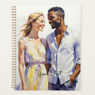 Watercolor Interracial Couple Art Summer Portrait Planner