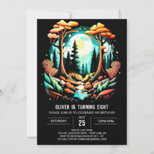 Watercolor Into the Woods Children Birthday Invitation