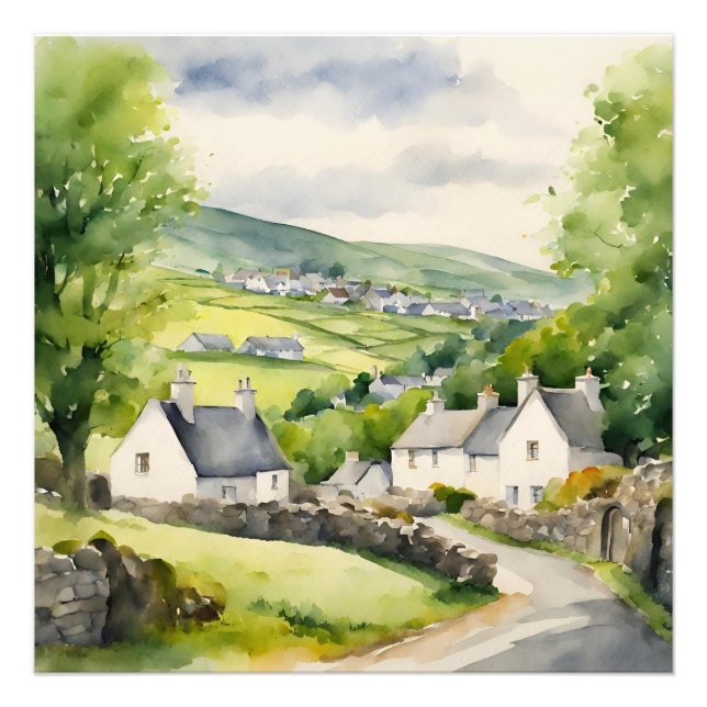 Watercolor Ireland House Photo Print (Front)