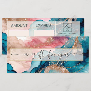 Watercolor iridescent Gold Gift Certificate