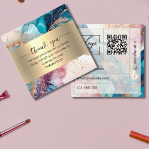 Watercolor iridescent Thank You Card Order Insert