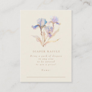 Watercolor Iris Baby Shower Diaper Raffle Enclosure Card