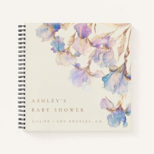Watercolor Iris Baby Shower Guest Book