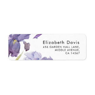 Watercolor Iris Floral Spring Garden  Address