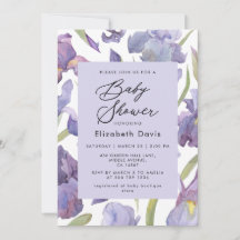 Watercolor Iris Floral Spring Garden Baby Shower 