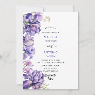 Watercolor Iris Lilac Floral Watercolor wedding Invitation