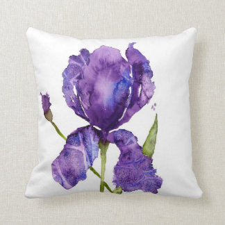 Watercolor Iris Throw Pillos Pillow