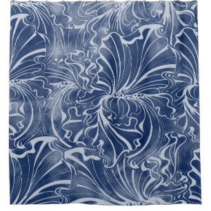 Watercolor Irises: Indigo Vintage Nouveau