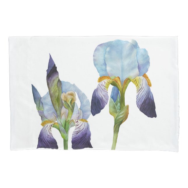 Watercolor Irises Pillowcase (Front)