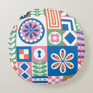 Watercolor isolated illustration of green kiwi fru round pillow