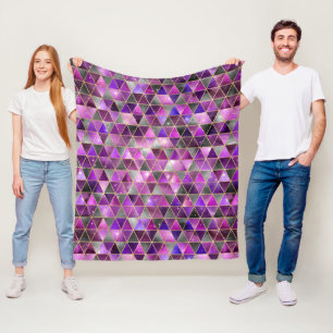 Watercolor Isometric with Gold and Marble Galaxy Fleece Blanket