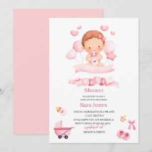 Watercolor it is girl Boho Nursery Baby Shower Invitation