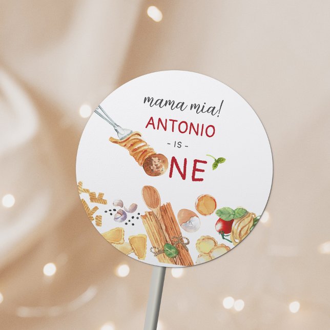 Watercolor Italian 1st Birthday Classic Round Sticker (Creator Uploaded)
