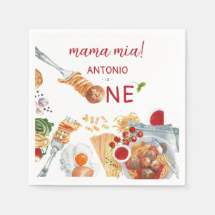 Watercolor Italian 1st Birthday Napkin