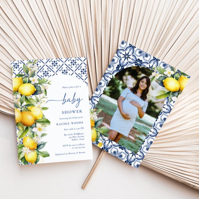 Watercolor Italian Lemon Baby Shower Invitation (Creator Uploaded)