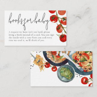 Watercolor Italian Pasta Books Baby Shower  Enclosure Card