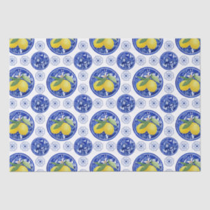 Watercolor Italian Tile Lemon Pattern Tissue Paper