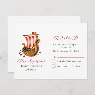 Watercolor It's A Boy Vikings Party Baby Shower RSVP Card