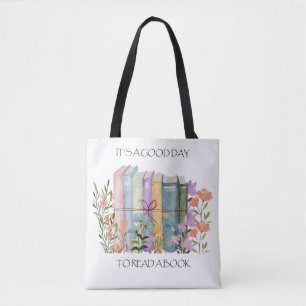 Watercolor "It's a Good Day to Read a Book" Tote Bag