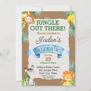 Watercolor It's a Jungle Animal Cute Birthday Invitation