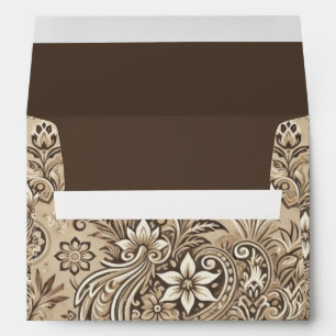 Watercolor Ivory Beige Batik Floral Return Address Envelope