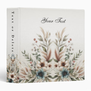 Watercolor Ivory Blue Flowers Album Binder