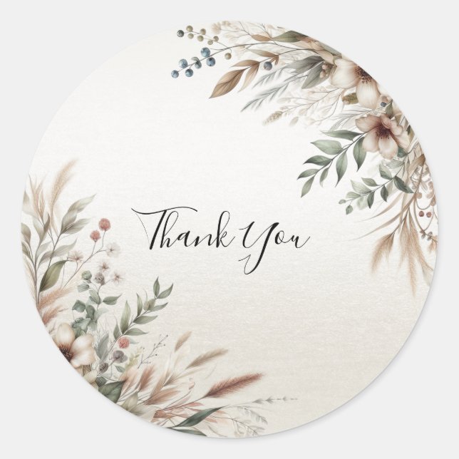 Watercolor Ivory Blue Flowers Sticker (Front)