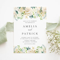 Watercolor Ivory Flowers Garland QR Code Wedding