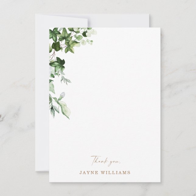 Watercolor Ivy Bridal Shower Thank You Invitation (Front)