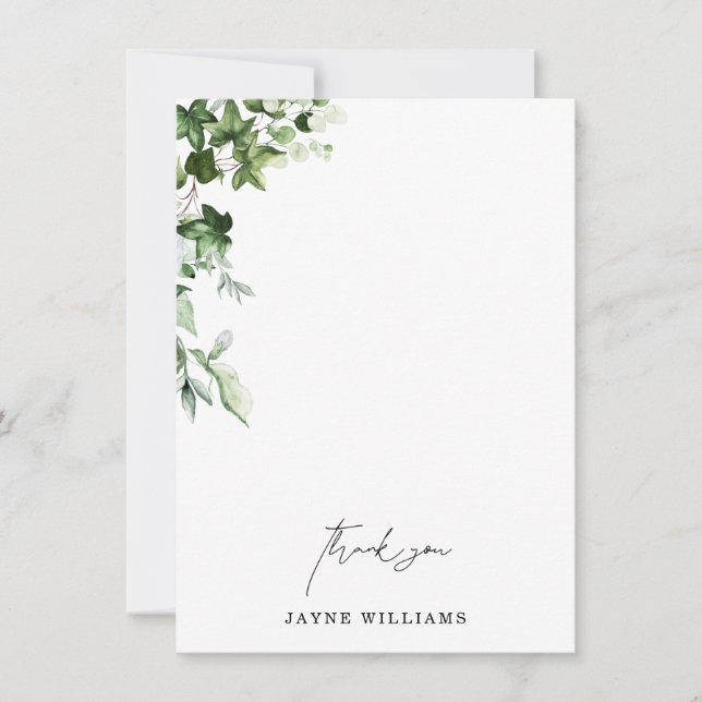 Watercolor Ivy Bridal Shower Thank You  Invitation (Front)