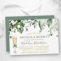 Watercolor Ivy Ferns Sage Green Gold Bridal Brunch
