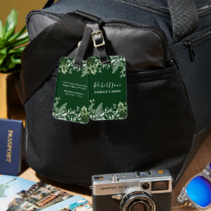 Watercolor Ivy Sage Ferns Family Cabin Green Luggage Tag