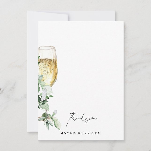 Watercolor Ivy Wine Bridal Shower Thank You  Invitation (Front)