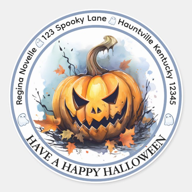 Watercolor Jack-o-lantern Enevelope Seal  (Front)