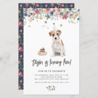 Watercolor Jack Russell Dog Birthday Invitation