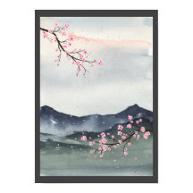 Watercolor Japan landscape