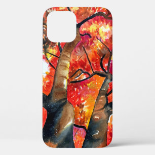 Watercolor Japanese maple tree art iPhone 12 Case