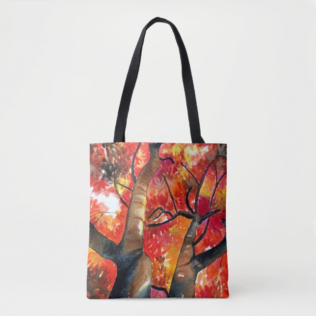 Watercolor Japanese maple tree art Tote Bag (Front)