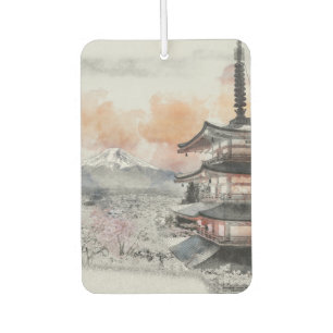 Watercolor Japanese Pagoda & Fuji Air Freshener