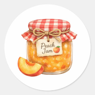 Watercolor Jar with Fresh Peach Jam and Peach  Classic Round Sticker